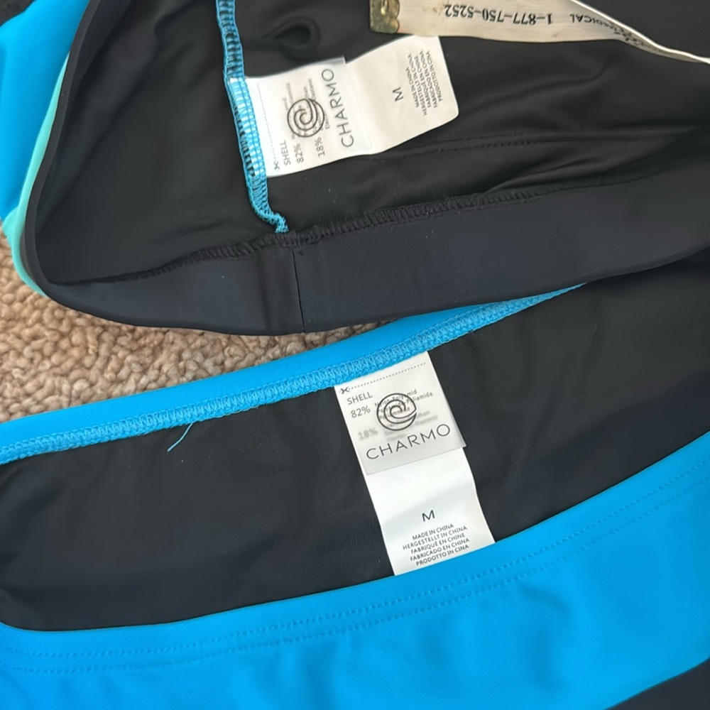 Charmo NWT Blue and Black High waisted Women's Swimwear Set size M - Picture 9 of 10